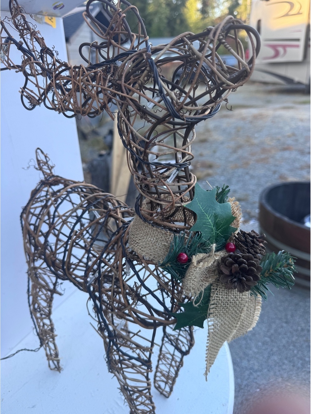 North Pole Trading Co 24” LED Reindeer Rattan Iron Christmas Decor Tested Works